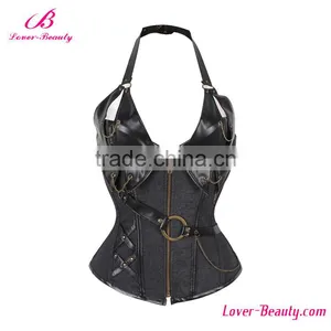 Antique Jacquard 14 Boned Women Slimming Steampunk Leather Corset thumbnail-2