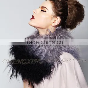 CX-A-62B Tip Dyed Women Detachable Real Mongolian Lamb Fur Collar thumbnail-2