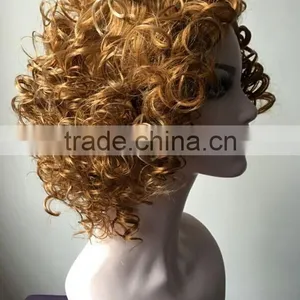 European Golden Hair Women Short Blonde Wigs Afro Kinky Synthetic Hair Lace Front Party Wig thumbnail-3