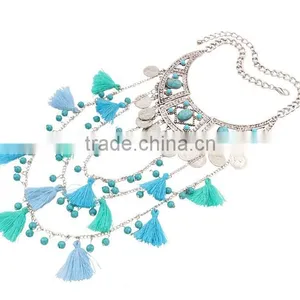 Zm34112a Fashion Women Resin Layered Long Tassel Necklace Jewelry thumbnail-2