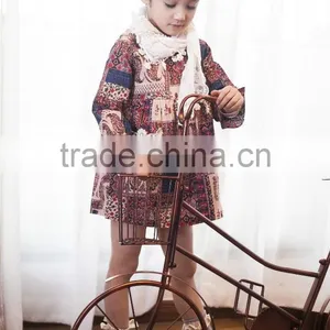 Cute Baby Girl Fall Clothes Korean Style Vintage Palace Wind Pattern Girls Dress thumbnail-5