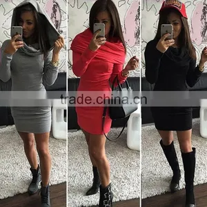 NEW Autumn Womens Hooded Sweatshirt Long Sleeve Bodycon Hoodies Casual Dress thumbnail-1