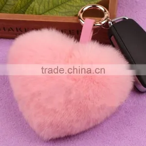 Myfur Heart Shape Rabbit Fur Bag Charm Thick Density Rabbit Animal Fur Key Chains thumbnail-6