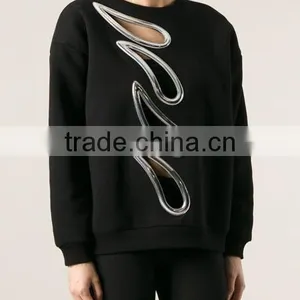 Fashion Black Coutout Detail Custom Hoodie/Sweatshirt thumbnail-1