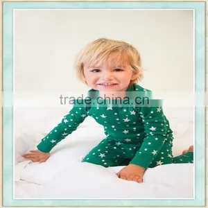 2017 GuangZhou Baby Childrens Clothes Green Five-pointed Star Pattern Boys Pajamas thumbnail-1