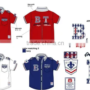 2015 New Design Printing Flag Children Shirts Fashion Checks Boys Short-sleeved Shirt thumbnail-4