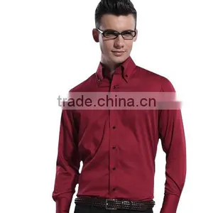 2017 Burgundy Button Down Collar Dress Wedding Tuxedo Shirt thumbnail-2