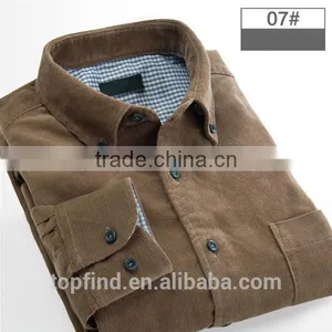 Dark Coffee Corduroy Shirt for Men 2016 thumbnail-1