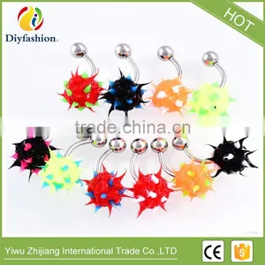 Stainless Steel Mixed Color Silicone Ball Shape Navel Ring thumbnail-1