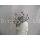 Silver Grey Ladies Fascinator Hats Knotted Stripe Sinamay Flower For Horse Racing thumbnail-1