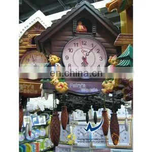 Plastic Candy Color House Shape Cuckoo Wall Clock thumbnail-4