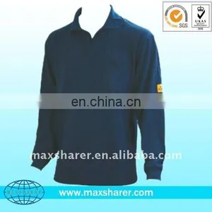 ESD 98%cotton+2%conductive Fabric Cloth for Cleanroom T Shirt Workwear thumbnail-3