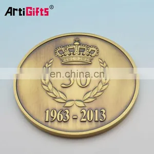 Customize Cheap Lovely Wedding Names of Gold Antiqu Brass Blank Coins thumbnail-1