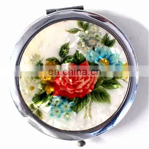 Promotion Gift Cheap Small Fancy Antique Flower Pattern Cosmetic Compact Disney Audited Mirror /Floral Pocket Mirror thumbnail-5