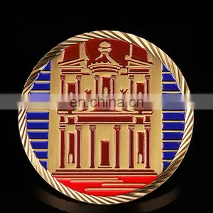 High Quality Customzied Gold Plated Color Filled in Glorious Building Coin thumbnail-1