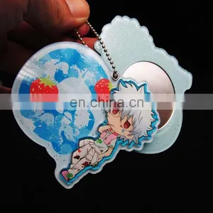 Cartoon Printed Cosmetic Clear Acrylic Keychain With Mirror thumbnail-5