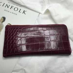 Customized Ladies Long Wallet Crocodile Pattern Suede Leather Zipper Clutch Bag Fashion Multi-function Change Mobile Phone Bag thumbnail-2