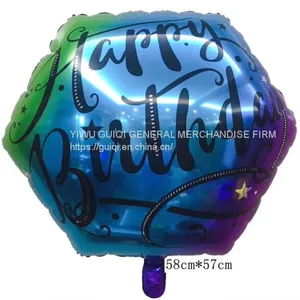 Foil Balloon Happy Birthday Hexagon Helium Balloon Mylar Balloon Party Balloon Decoration Balloon thumbnail-1