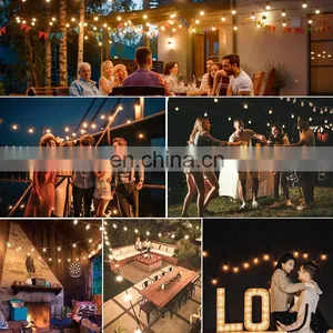 Waterproof Outdoor String Light 48FT S14 LED Bulbs E26 E27 for Holiday Garden Patio Christmas Use Fairy String Light thumbnail-4