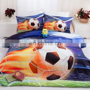 Modern Queen Size Style 4 Piece Football 3D Digital Printed Bedsheet Duvet Cover Set thumbnail-1