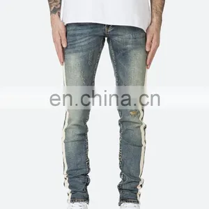 DiZNEW FABRICS CUSTOM WHITE SKINNY TRACK PANT JEANS FOR MEN thumbnail-3