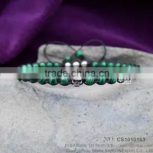 Handmade Black String Woven Alloy Beads Bracelet for Men thumbnail-5