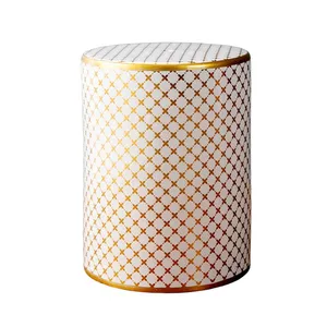 European Simple Style Ceramic Craft Colorful Pattern Classic Drum Stool For Dressing Table thumbnail-1