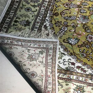 6'x9' Handmade Golden Silk Persian Carpet and Rug for Sitting Room and Bedroom thumbnail-3