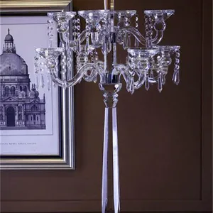 New Arrival Candlestick 6 Arms Branch Candle Holder Wedding Crystal Glass Candelabra thumbnail-4
