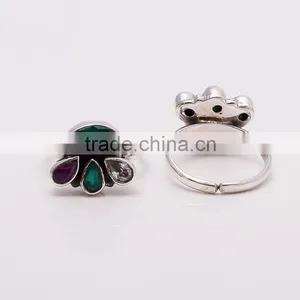 EMERALD TOE RING ,925 Sterling Silver Jewelry Wholesale,WHOLESALE SILVER JEWELRY,SILVER EXPORTER,SILVER JEWELRY FROM INDIA thumbnail-1