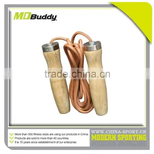 High Quality Leather Jump Rope With Wooden Handle thumbnail-1