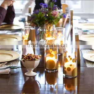 Petesdal Glass Cylinder Gold Vase /Gold Hurricane Candle Holder / Glass Container For Wedding thumbnail-4