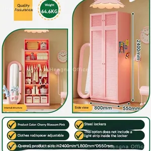 Modular Metal Closet Organizer for Seattle Urban Lofts, Custom Color Louvered Steel Wardrobe With Knock-down Easy Assembly Structure thumbnail-2