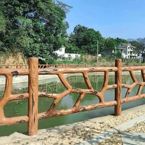 Cement Wood Imitation Guardrails for Rivers and Scenic Areas, Concrete Bark Imitation Railings for Parks, Bark Imitation Fences, and Solid Wood Imitation Enclosures thumbnail-2