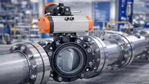 PVC-U ANSI Lug Butterfly Valve Pneumatic Actuated Valve Fail Open for Industrial Pipeline thumbnail-2