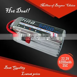 HRB 6S 22.2V 30C 5200mah Lithium Polymer Lipo Battery for RC Hobby Drone Car Boat thumbnail-1