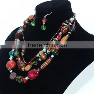 2016 Women Vintage Bohemia Multilayers Beads Necklace Earring Jewelry Set thumbnail-3