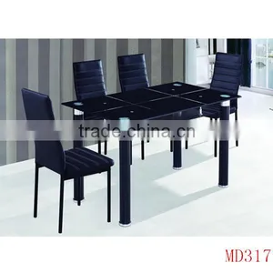 China Factory Cheap Glass Top Dining Table Chair Set thumbnail-1