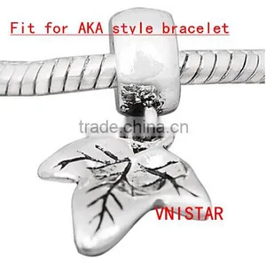 Vnistar Dangle Beads Leaf Shaped Charm Beads Fit for AKA European Bracelet Wholesale PBD301 thumbnail-1