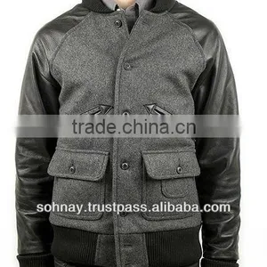 Raglan Varsity Jacket Made by Wool and Genuine Leather thumbnail-1