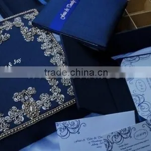 Royal Blue Luxury Box in Gold Hand Embroidery thumbnail-3