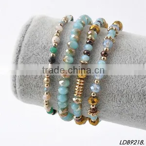 Black With White Circle 4sets Glass Beads Strands Bracelet thumbnail-3