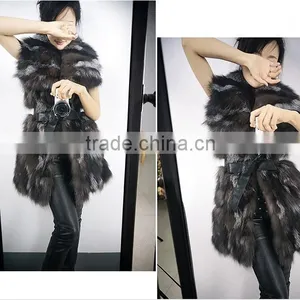 2016 High -end Genuine Silver Fox Fur Vest thumbnail-2