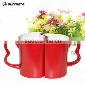 11oz Red Magic Color Change Sublimation Blank Couple Mug thumbnail-6