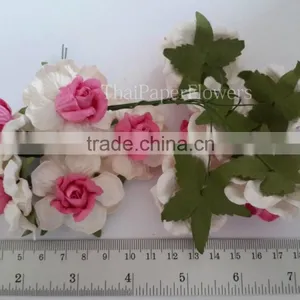 White Pink 2 Tone Large Handmade Mulberry Paper Flower, Wedding Party, Scrap-booking Crafts thumbnail-2