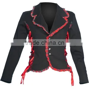 Women's Punk Jacket With Tartan Trimming thumbnail-2