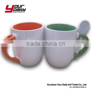 Promotion Ceramic Coffee Mug With Spoon ,ceramic Tea Mug White Mug thumbnail-1