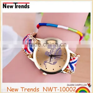 New Design Colorful Braid Rope Geneva Elephant Watch Weave Chain Bracelet Watch thumbnail-3