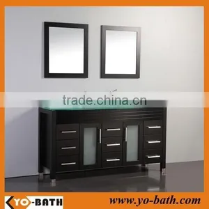 59" Double Sink Glass Countertop Lowes Bathroom Vanity Combo YO-W054B thumbnail-1