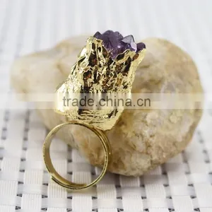 Druzy Quartz Amethyst Gold Plated Ring thumbnail-4